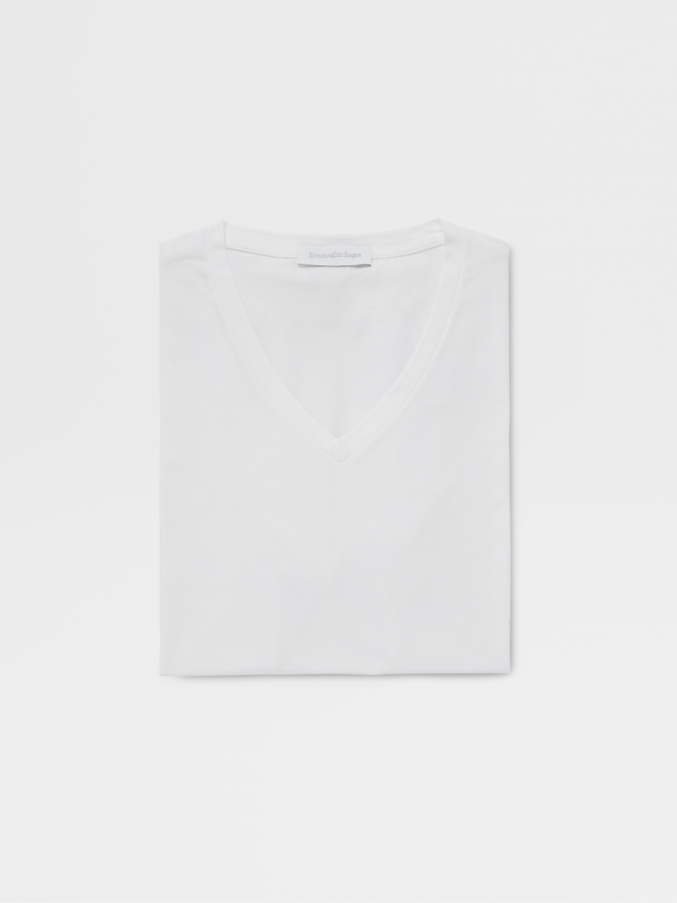 White Stretch Cotton V-neck T-Shirt